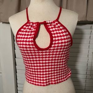 Zara Red & White Crochet Top